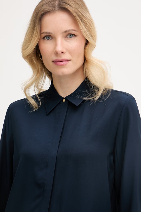 Tommy Hilfiger košeľa dámska z viskózy tmavomodrá WW0WW49611