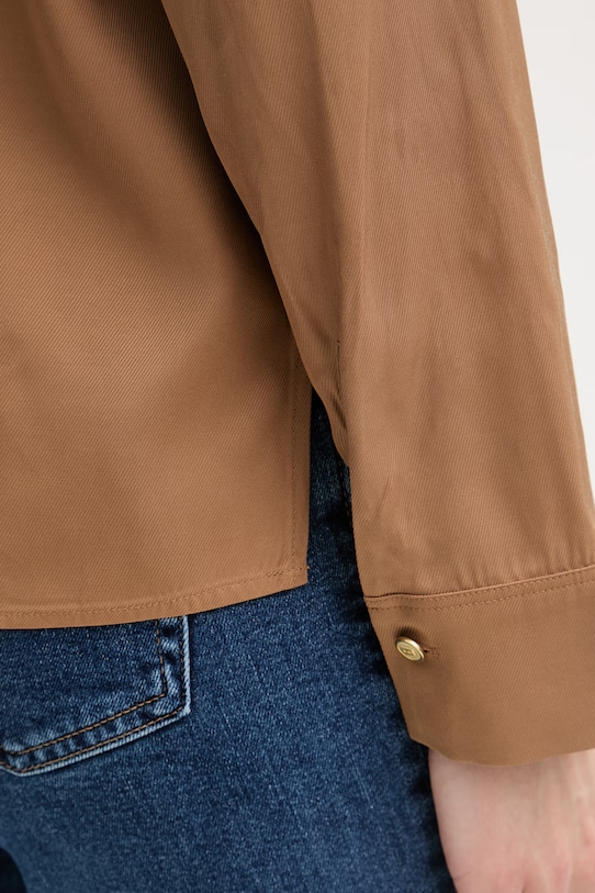 Tommy Hilfiger košeľa dámska z viskózy WW0WW49611 hnedá