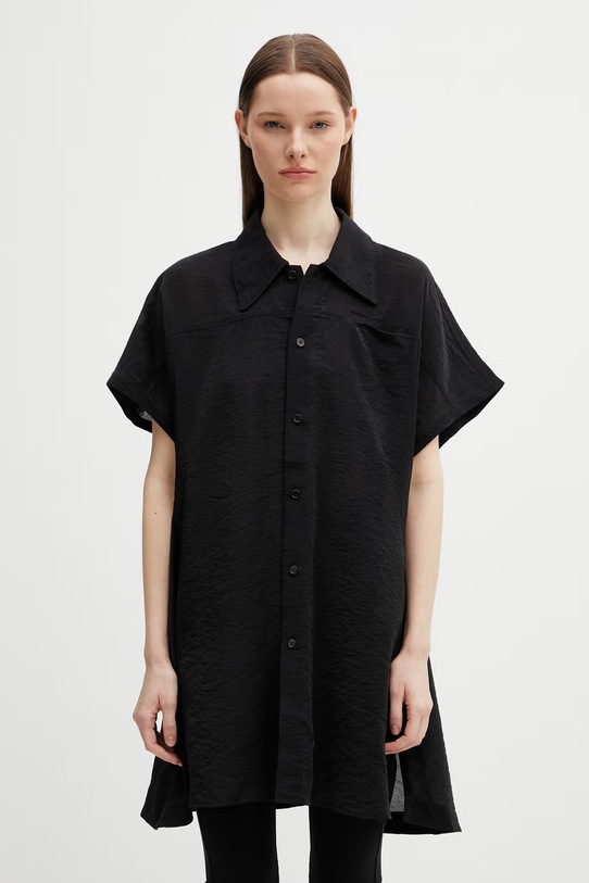 Y-3 W SS OVERSHIRT koszula z dodatkiem lnu damska czarny KG0256
