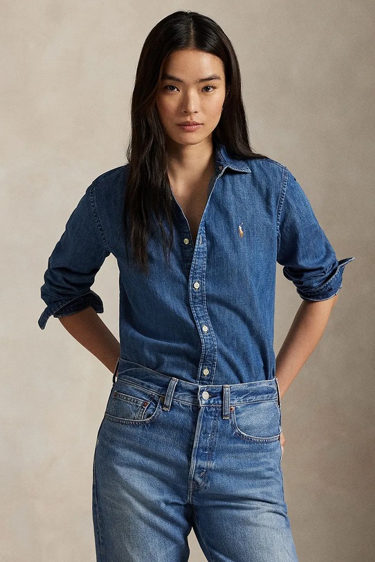 Polo Ralph Lauren koszula jeansowa bawełna niebieski 211969458