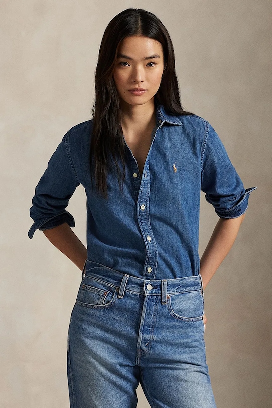 Polo Ralph Lauren koszula jeansowa bawełna niebieski 211969458