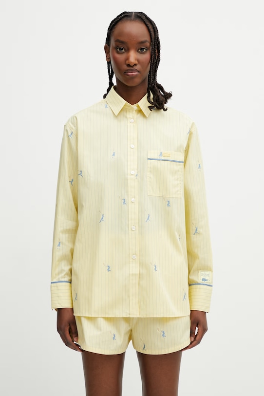 Lacoste koszula bawełniana damska żółty CF0586