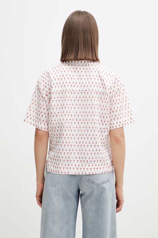 Odzież Lacoste koszula damska z dodatkiem lnu CF0587 biały