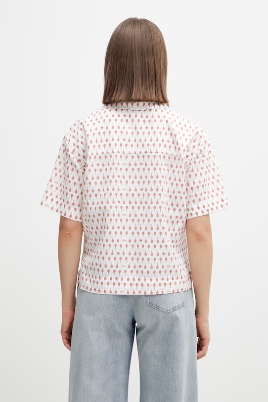 Odzież Lacoste koszula damska z dodatkiem lnu CF0587 biały