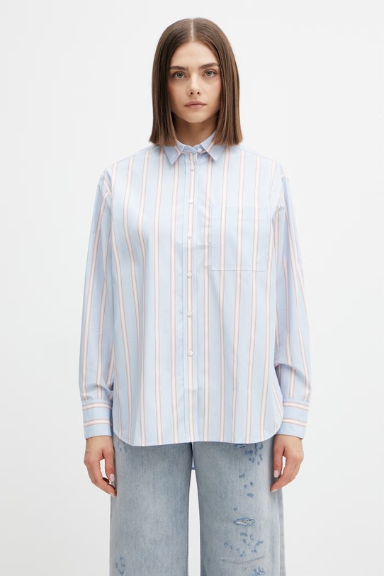 Lacoste koszula bawełniana damska niebieski CF1054