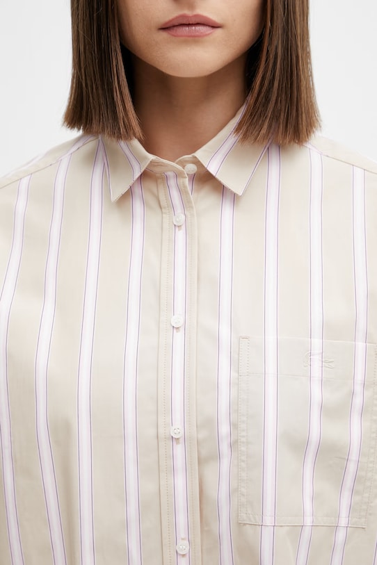 Lacoste koszula bawełniana damska beżowy CF1054