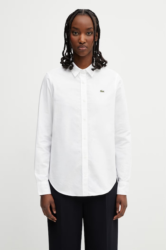 Lacoste koszula oxford bawełniana damska biały CF1195