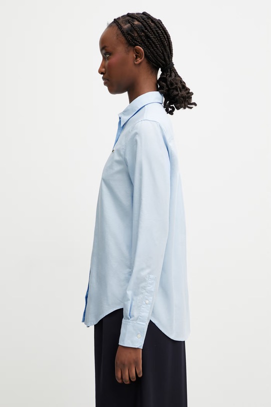 Lacoste koszula oxford bawełniana damska CF1195 niebieski SS26