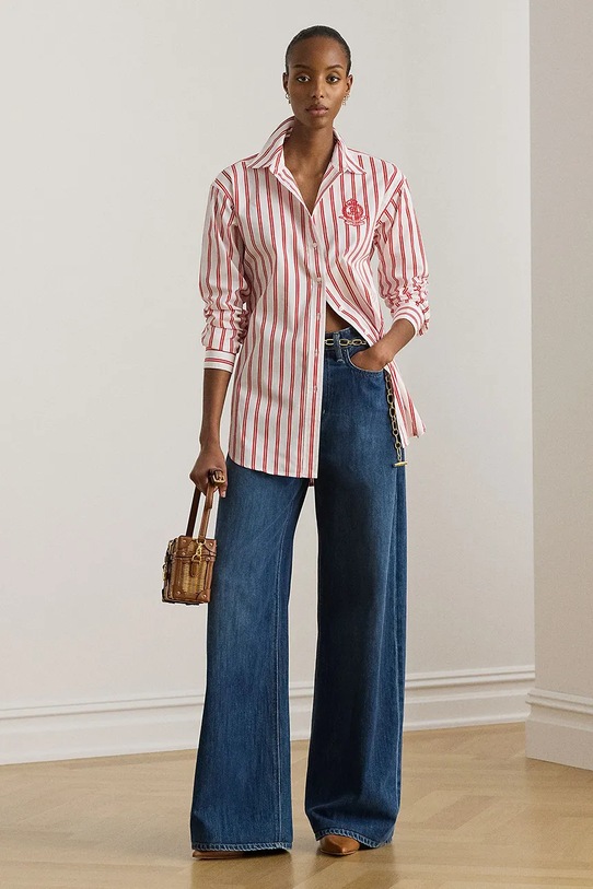 Odzież Lauren Ralph Lauren koszula damska bawełniana 200P08746 czerwony