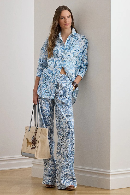 Odzież Lauren Ralph Lauren koszula damska lniana 200P08926 niebieski