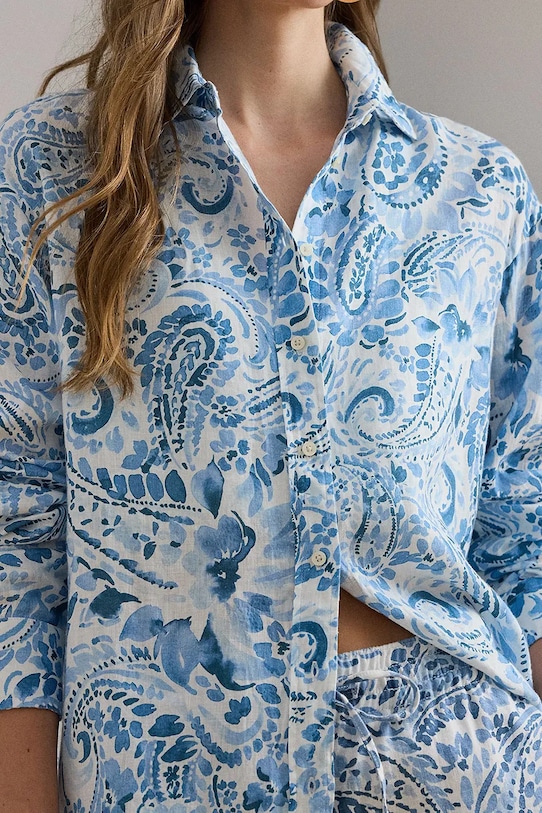 Lauren Ralph Lauren koszula damska lniana niebieski 200P08926