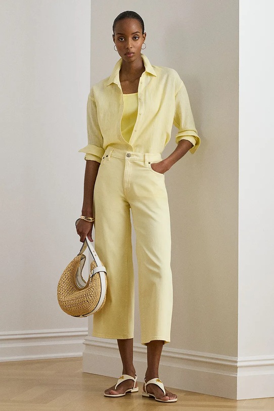 Odzież Lauren Ralph Lauren koszula damska lniana 200P13588 żółty