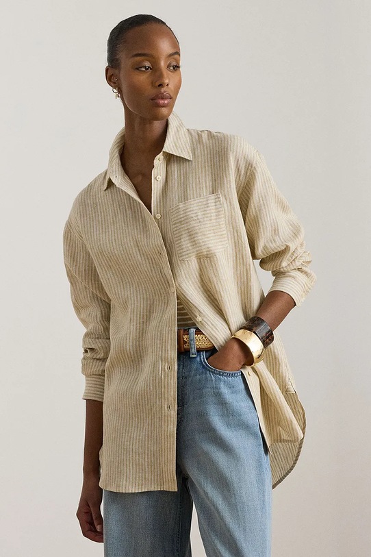 Lauren Ralph Lauren koszula damska bawełniana beżowy 200P14000