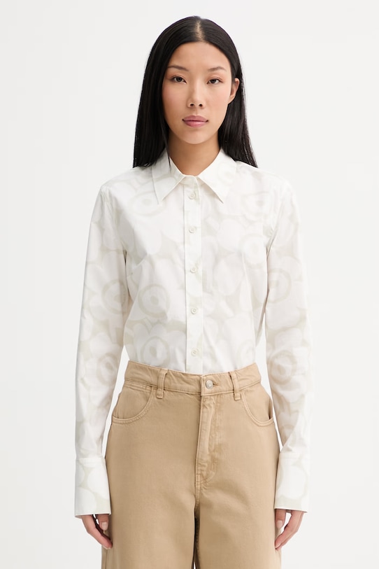 Marimekko cămașă pentru femei, din bumbac bej 095164