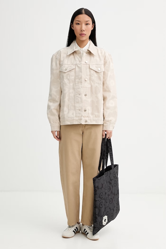 Marimekko cămașă pentru femei, din bumbac 095164 bej SS26