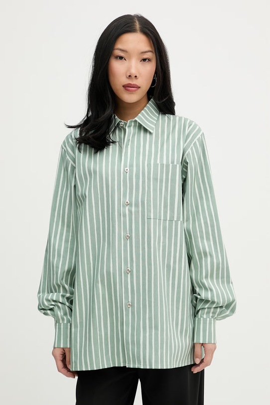 Marimekko košeľa dámska bavlnená zelená 095232