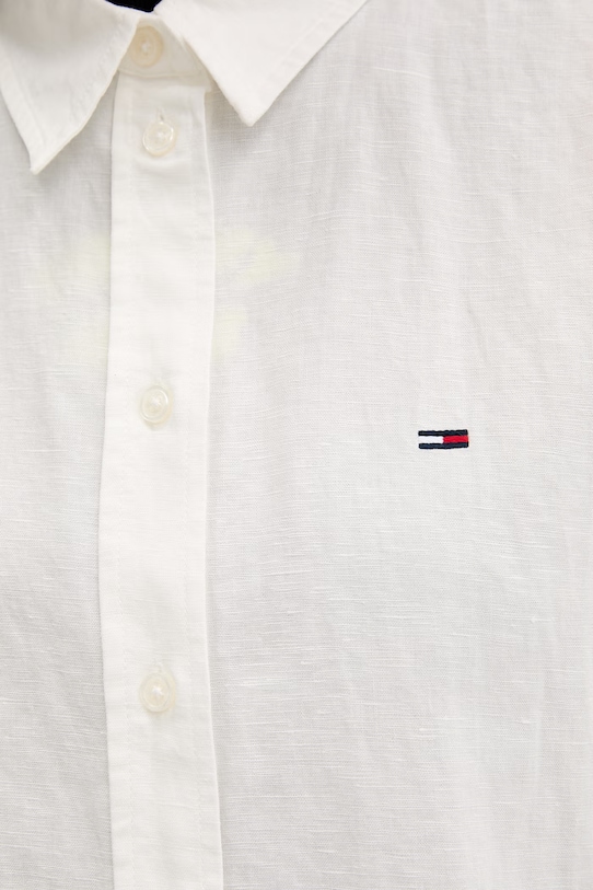 Tommy Jeans koszula damska z lnem DW0DW22209 beżowy