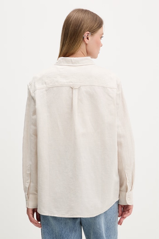 Odzież Tommy Jeans koszula damska z lnem DW0DW22209 beżowy