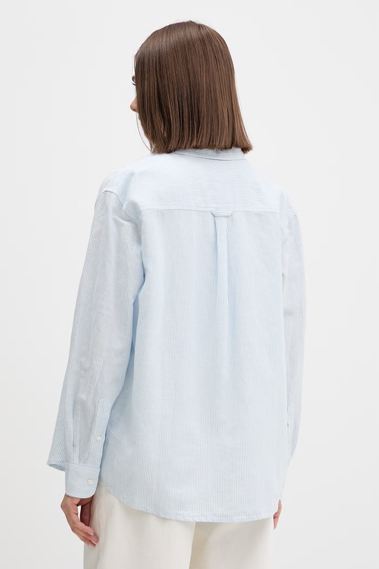 Odzież Tommy Jeans koszula damska z lnem DW0DW22209 niebieski