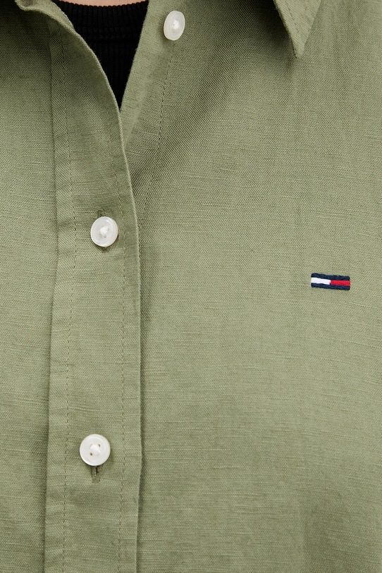 Tommy Jeans koszula damska z lnem DW0DW22209 zielony