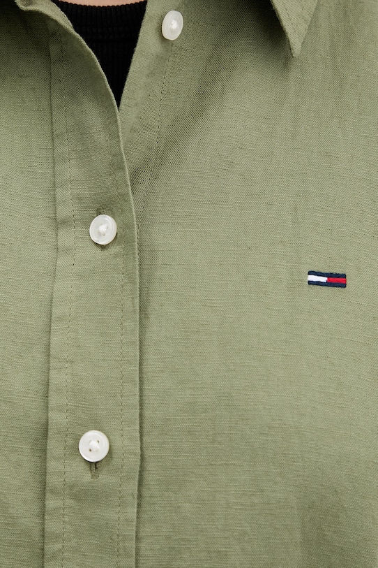 Tommy Jeans koszula damska z lnem DW0DW22209 zielony