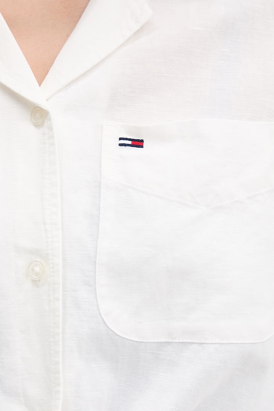 Tommy Jeans koszula damska z lnem DW0DW22210 beżowy