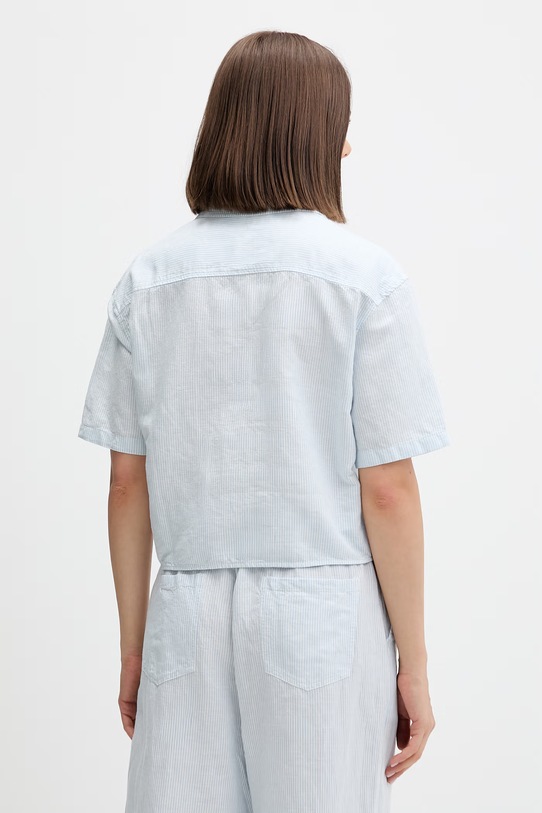 Odzież Tommy Jeans koszula damska z lnem DW0DW22210 niebieski