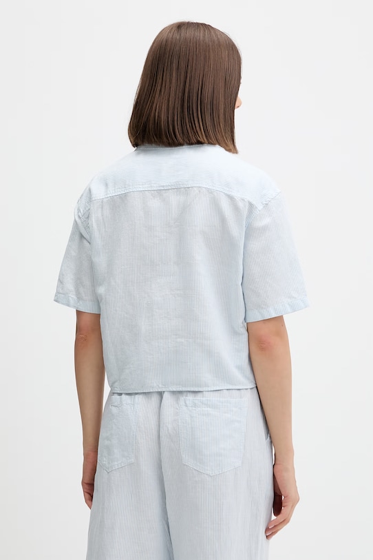 Odzież Tommy Jeans koszula damska z lnem DW0DW22210 niebieski