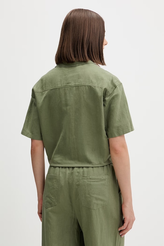 Odzież Tommy Jeans koszula damska z lnem DW0DW22210 zielony