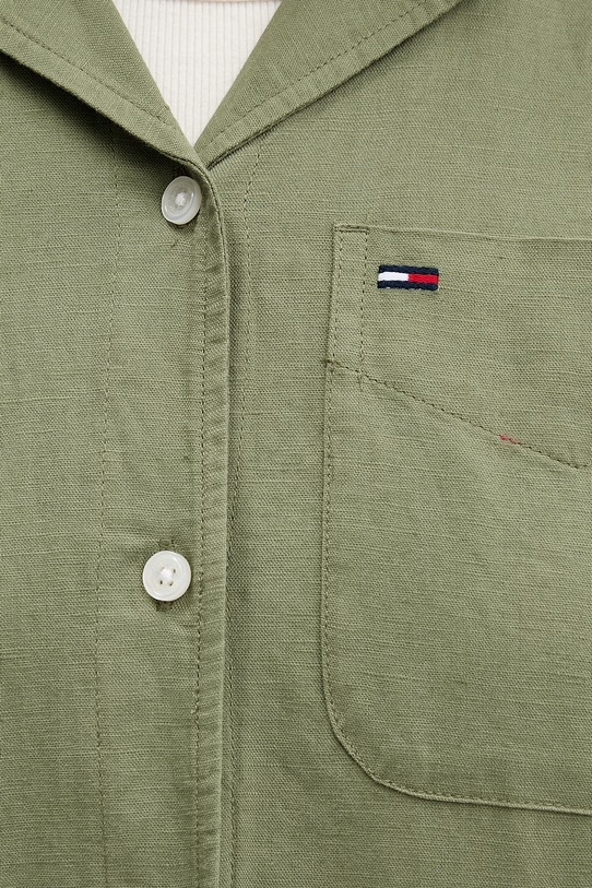 Tommy Jeans koszula damska z lnem DW0DW22210 zielony