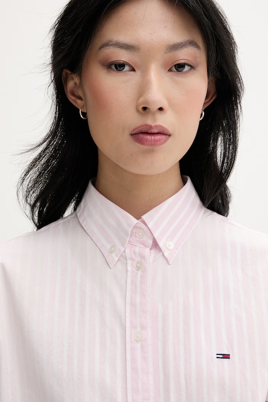 Tommy Jeans Πουκάμισο γυναικείο βαμβακερό ροζ DW0DW22211