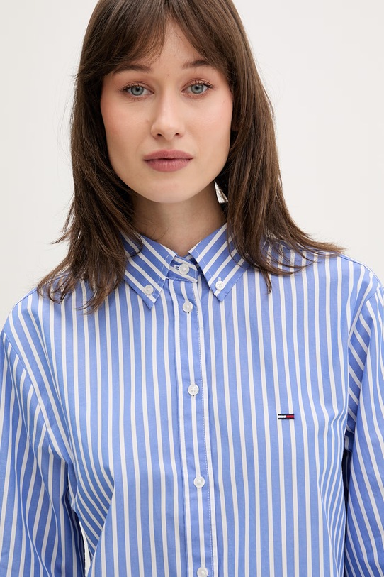 Tommy Jeans košile dámská bavlněná modrá DW0DW22211