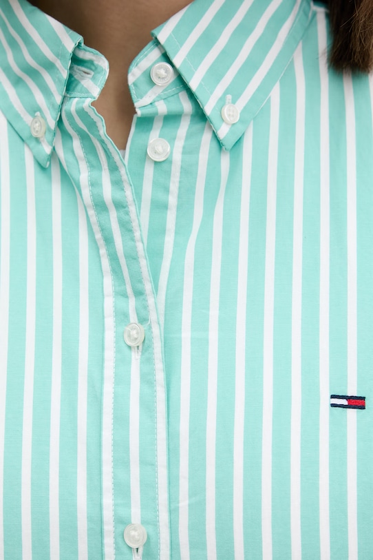 Tommy Jeans košeľa dámska bavlnená DW0DW22211 tyrkysová