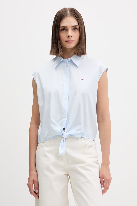 Tommy Jeans koszula damska bawełniana niebieski DW0DW22212