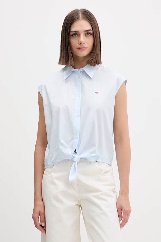 Tommy Jeans koszula damska bawełniana niebieski DW0DW22212