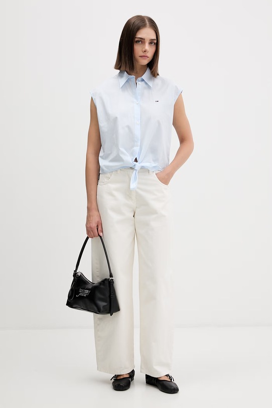 Tommy Jeans koszula damska bawełniana DW0DW22212 niebieski SS26