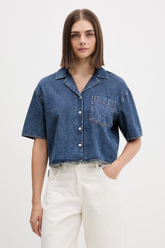 Tommy Jeans koszula damska jeansowa granatowy DW0DW22216