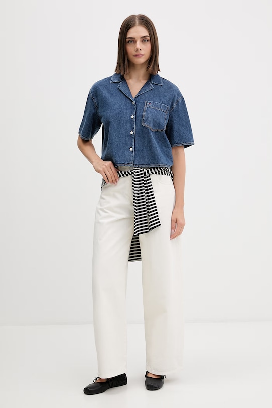 Tommy Jeans koszula damska jeansowa DW0DW22216 granatowy SS26