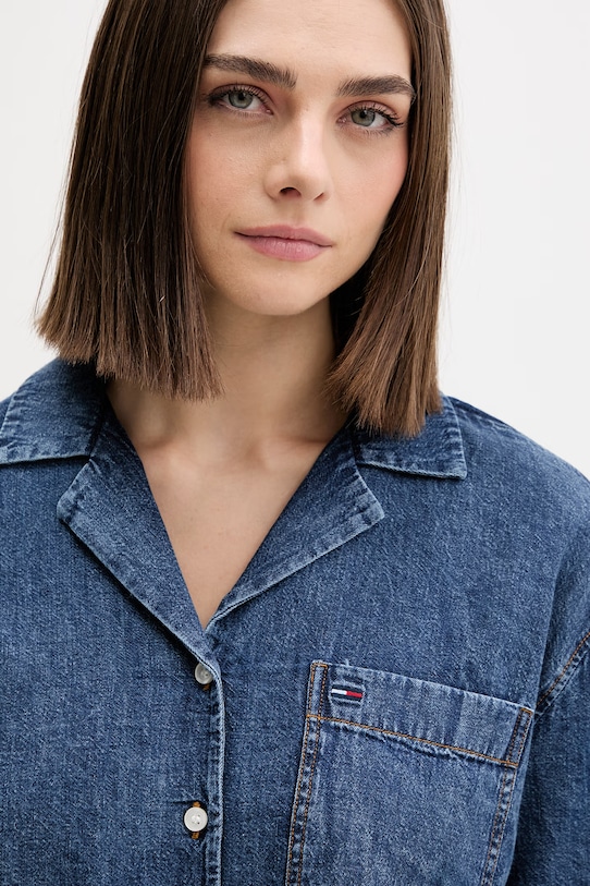 Tommy Jeans koszula damska jeansowa granatowy DW0DW22216