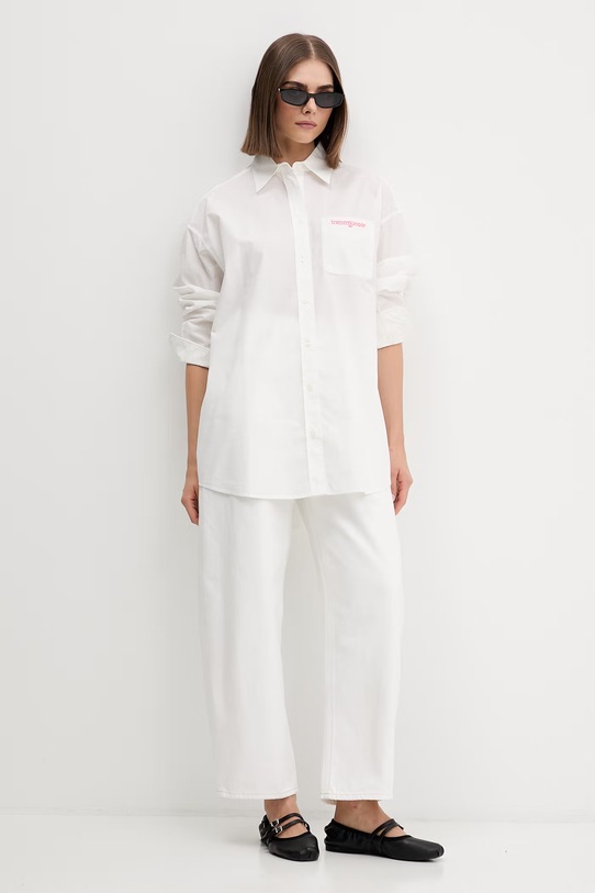 Tommy Jeans košeľová blúzka dámska bavlnená DW0DW22218 béžová SS26