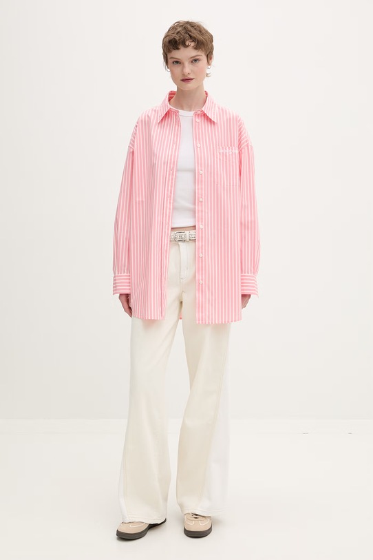 Tommy Jeans bluzka koszulowa damska bawełniana DW0DW22218 różowy SS26