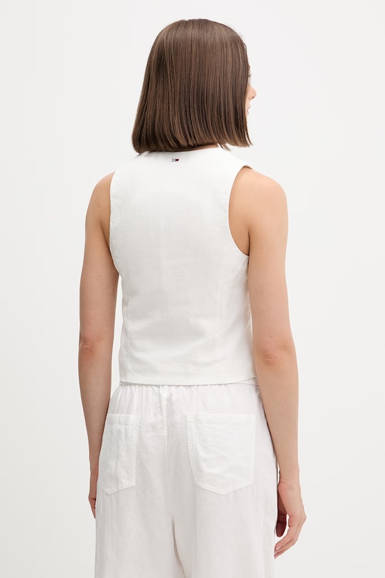Odzież Tommy Jeans kamizelka damska z dodatkiem lnu DW0DW22223 biały