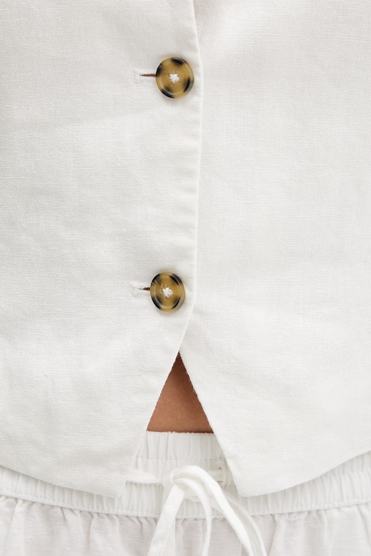 Tommy Jeans kamizelka damska z dodatkiem lnu DW0DW22223 biały