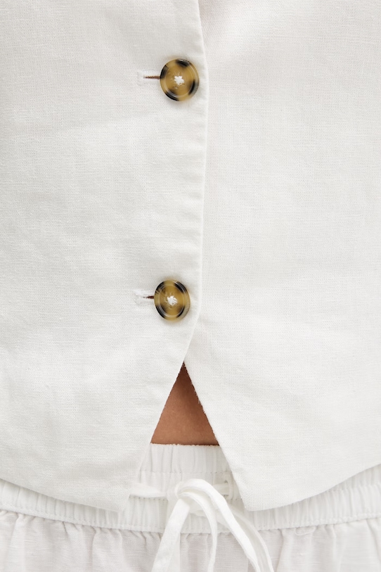 Tommy Jeans kamizelka damska z dodatkiem lnu DW0DW22223 biały