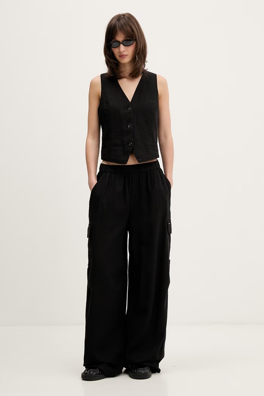 Tommy Jeans kamizelka damska z dodatkiem lnu DW0DW22223 czarny SS26