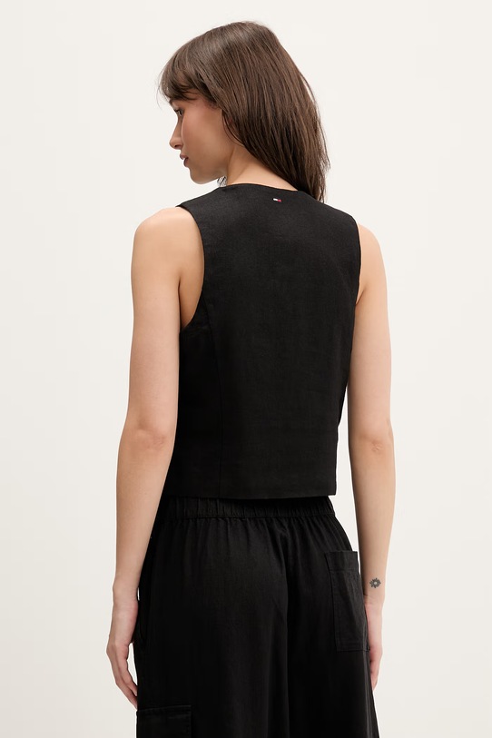 Odzież Tommy Jeans kamizelka damska z dodatkiem lnu DW0DW22223 czarny