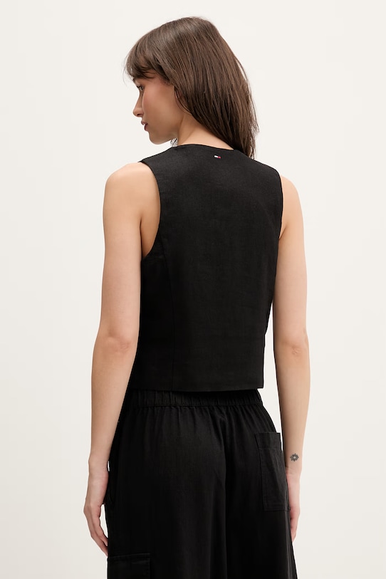 Odzież Tommy Jeans kamizelka damska z dodatkiem lnu DW0DW22223 czarny