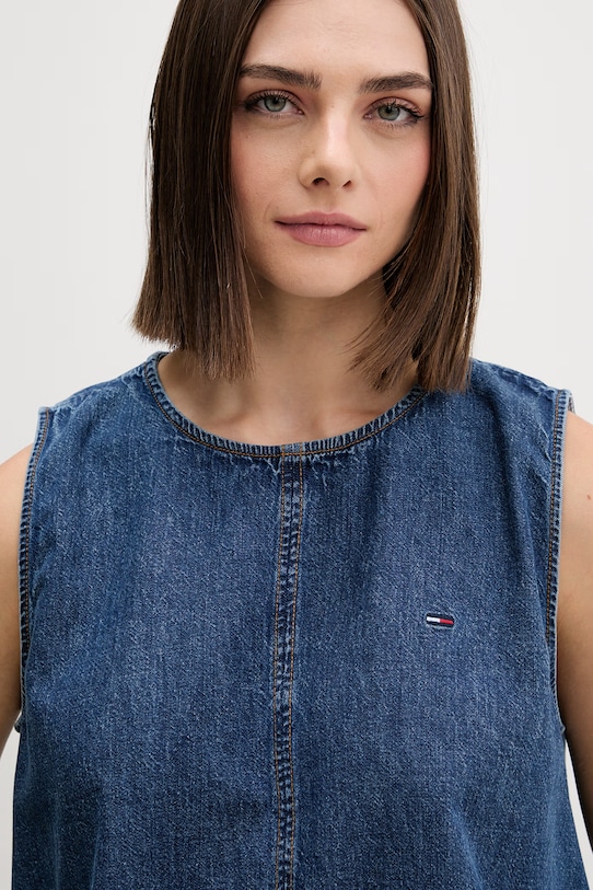 Tommy Jeans bluzka na ramiączkach damska jeansowa niebieski DW0DW22609