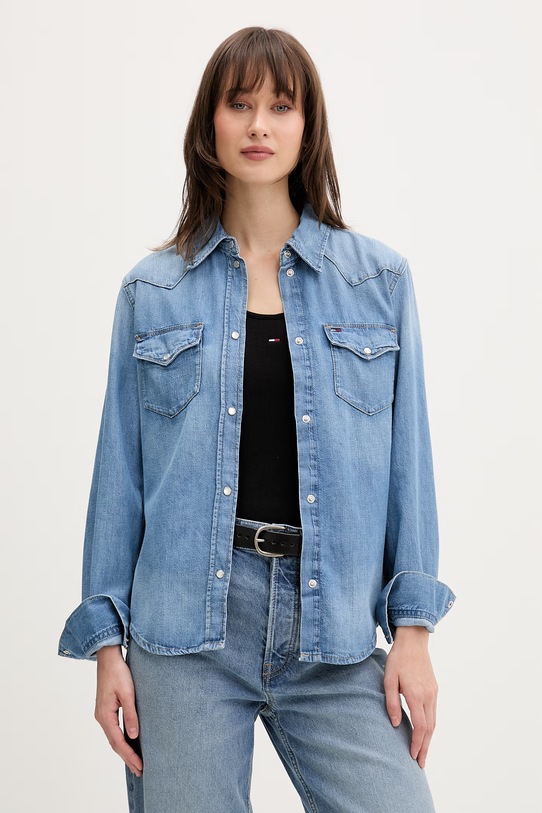 Tommy Jeans koszula damska jeansowa niebieski DW0DW22737