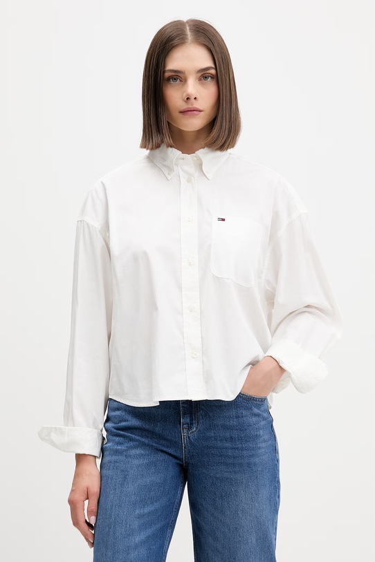 Tommy Jeans cămașă pentru femei, din bumbac bej DW0DW22766